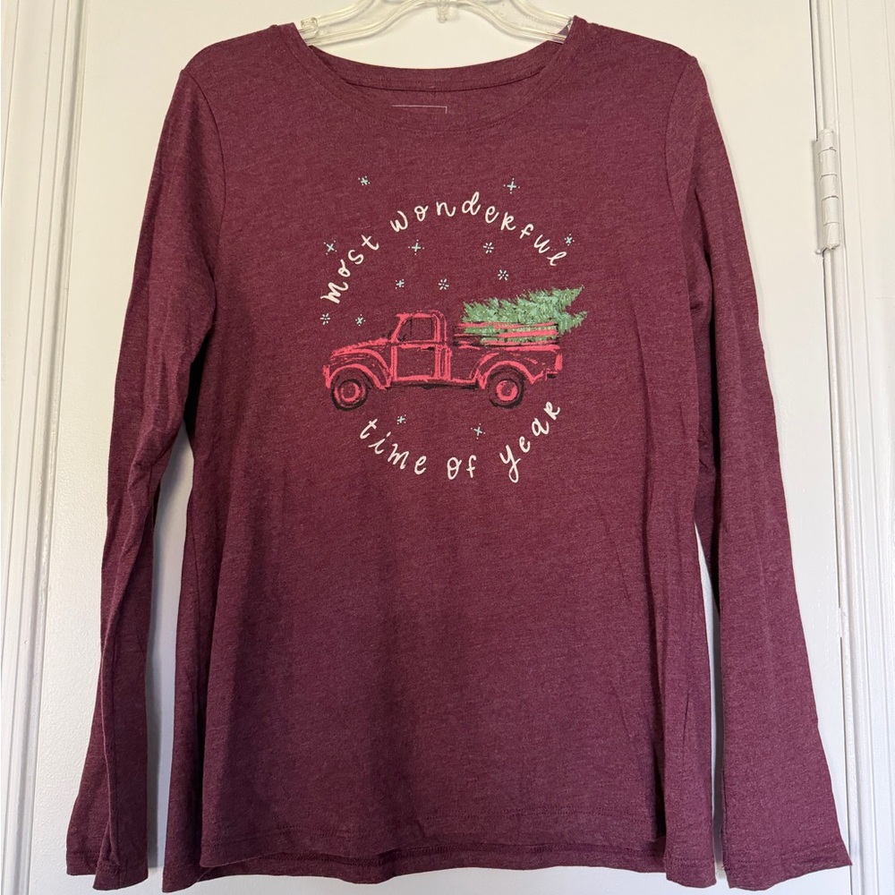 Sonoma Women’s Burgundy Holiday Long Sleeve Tee